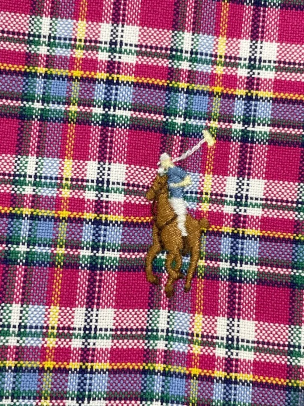 Ralph Lauren Button Down Shirt Pink Blue Plaid Pony Logo Men's 2XB XXL Big Man